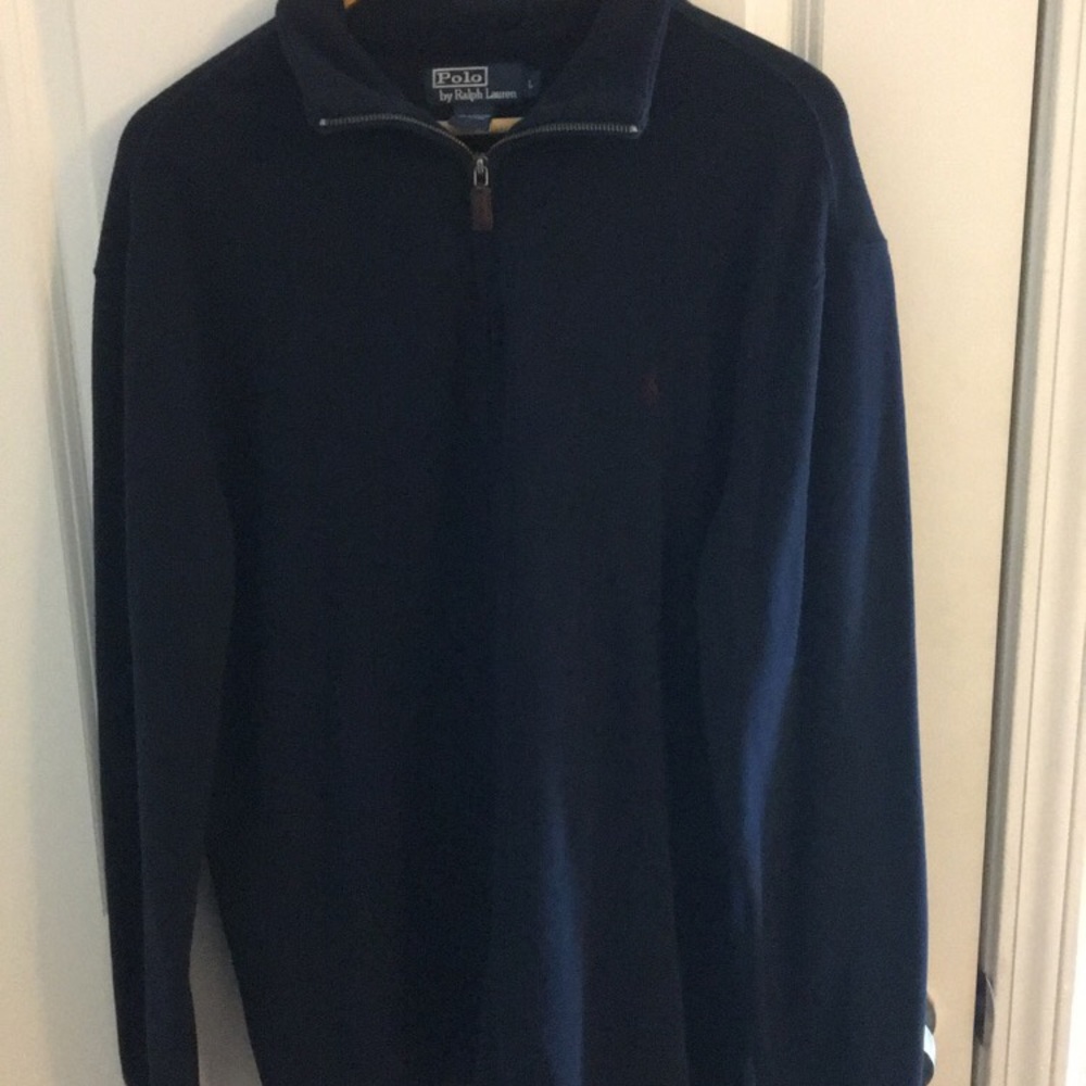 Navy Ralph Lauren 1/4 Zip Sweater. Sz Large